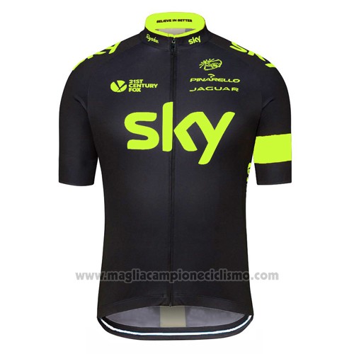 2016 Abbigliamento Ciclismo Sky Verde e Nero Manica Corta e Salopette